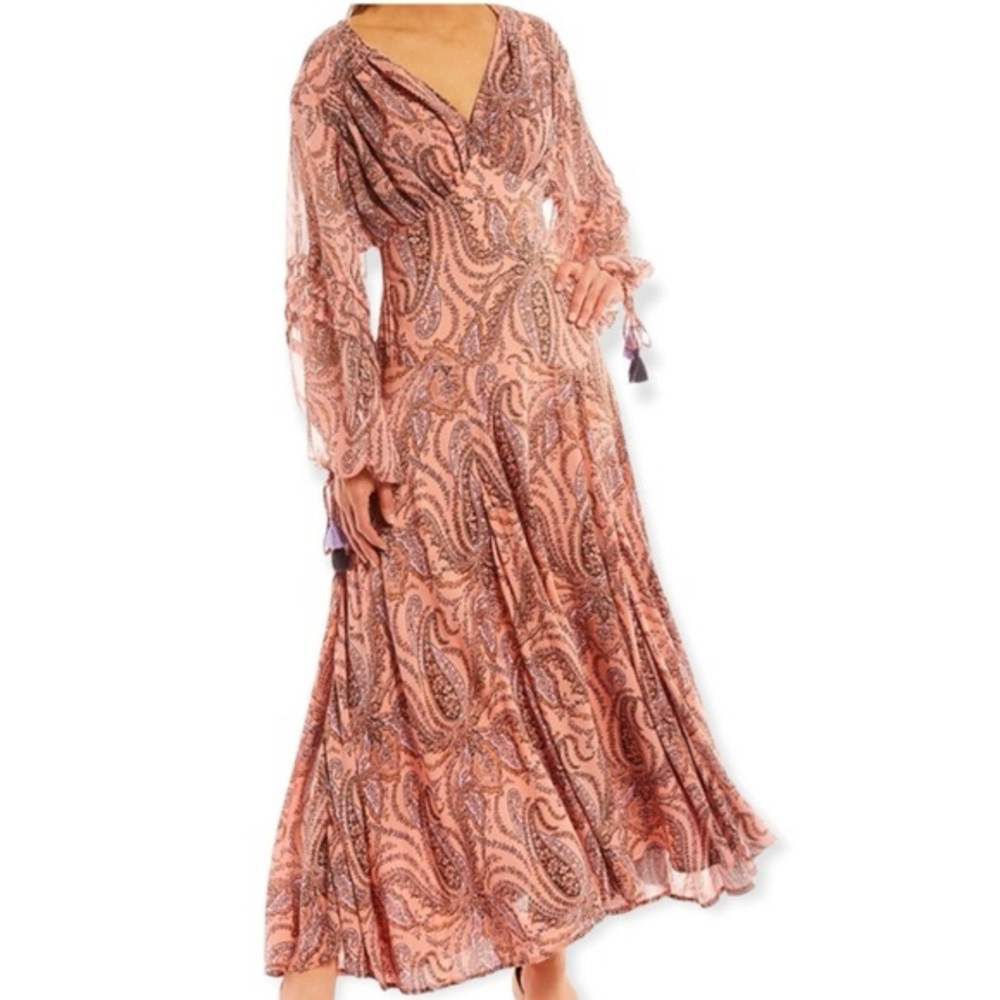 Free People Bohemian Coral Paisley Maxi Dress - Picture 1 of 4